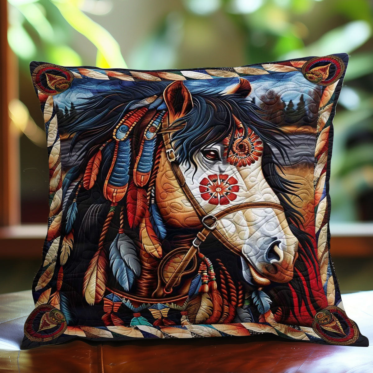 Horse Native American WJ0609039CL Quilt Pillow Case