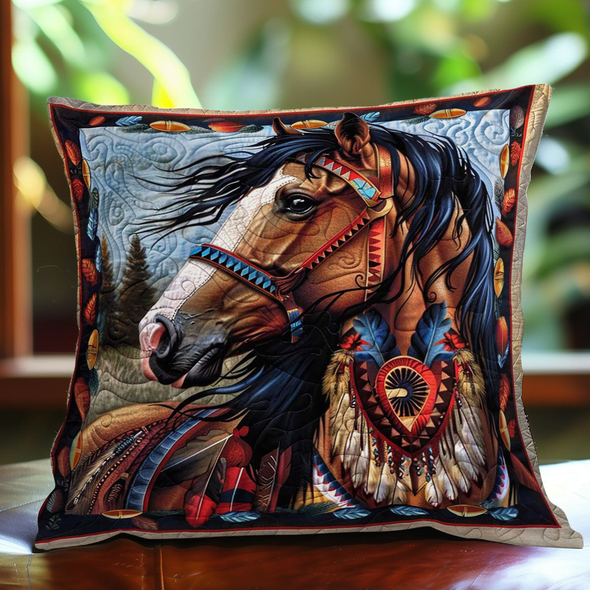 Horse Native American WJ1009032CL Quilt Pillow Case