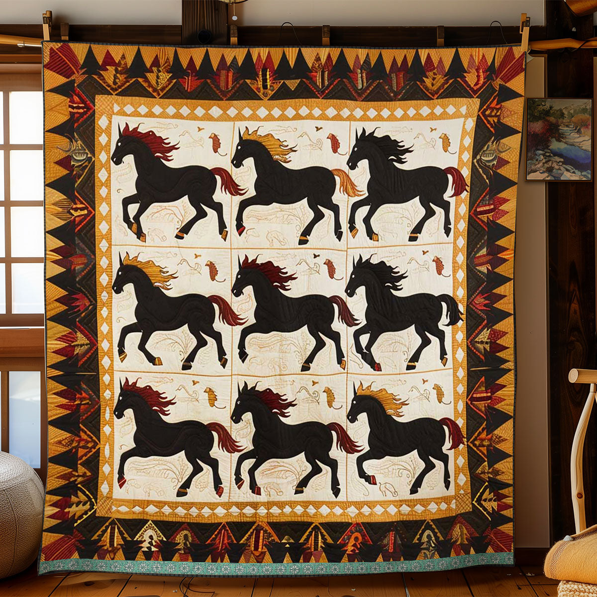 Horse Native American WJ1409014CL Quilt