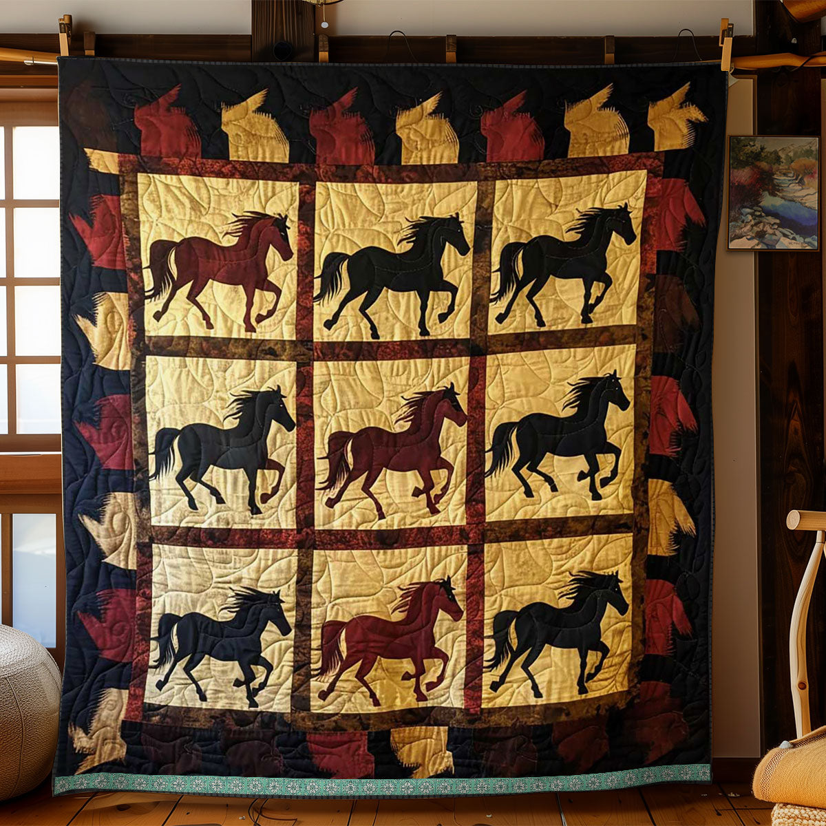 Horse Native American WJ1709013CL Quilt