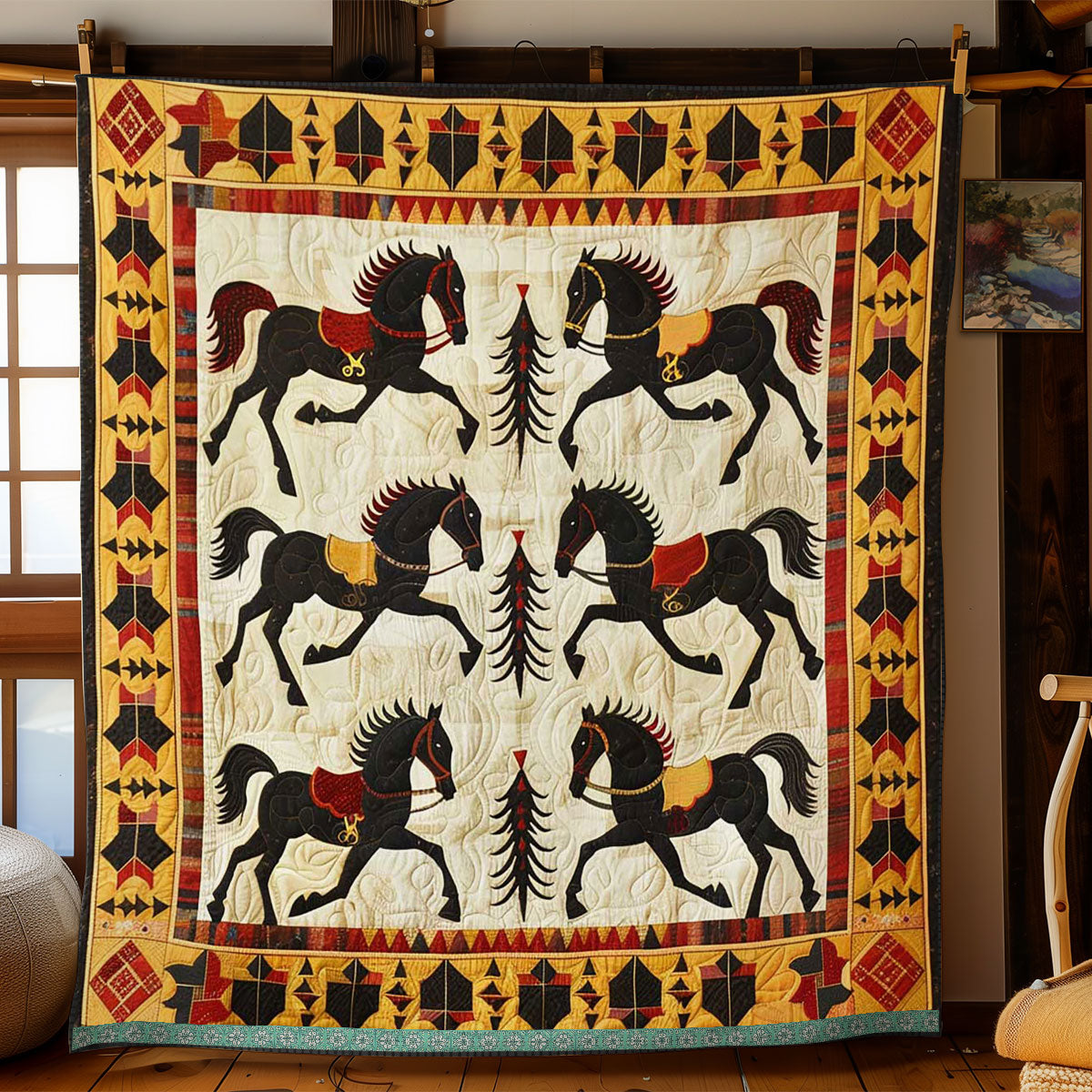 Horse Native American WJ1709014CL Quilt