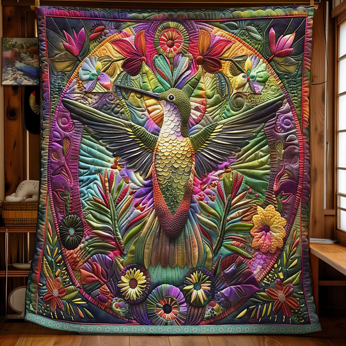 Hummingbird’s Circle Of Beauty WN1609044CL Quilt
