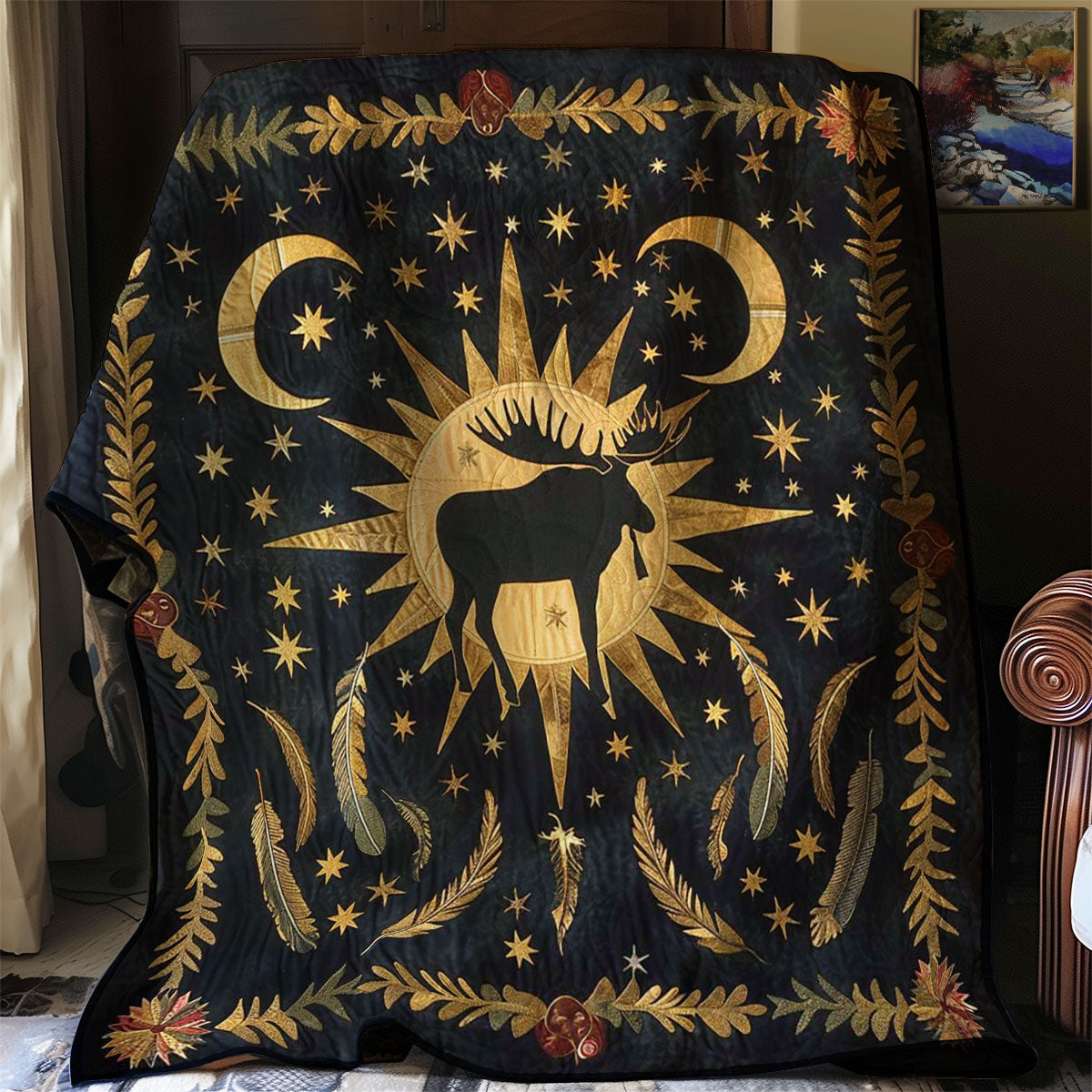 Moose Native American WJ1107009CL Quilt – Cozzyhomes