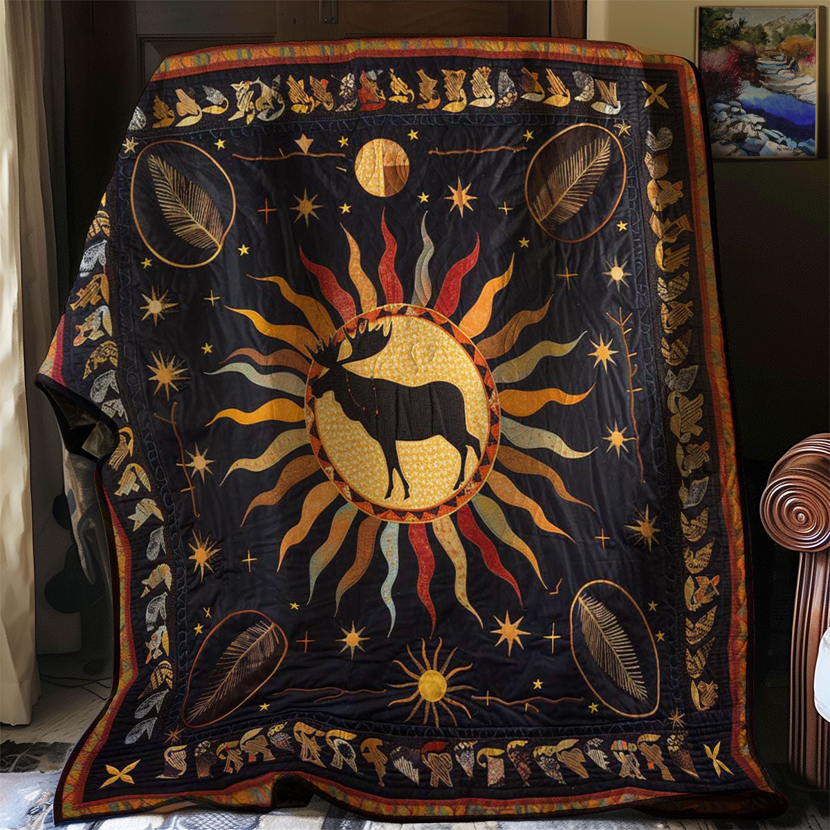 Moose Native American WJ1607012CL Quilt