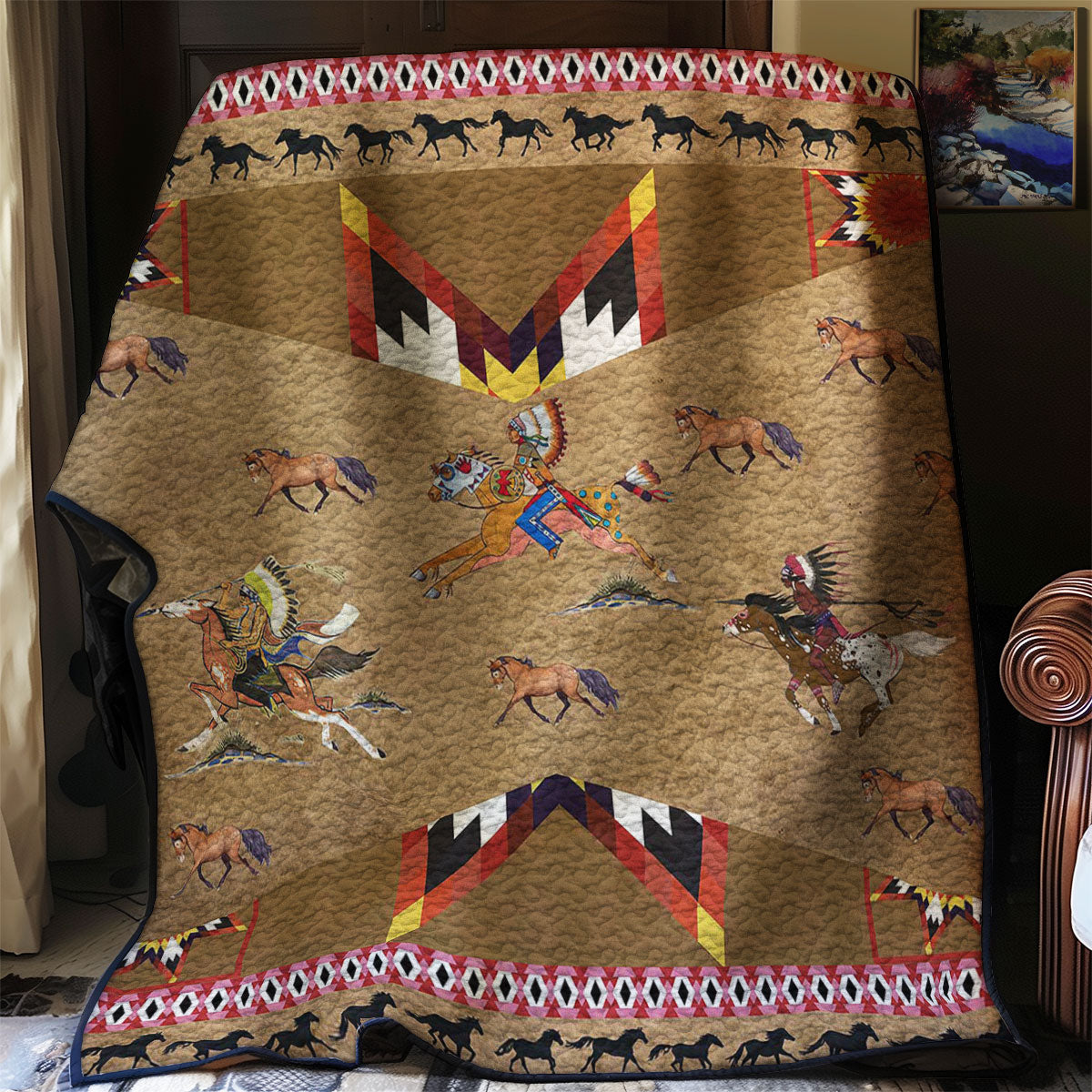 Native American Horses WJ3007033WM Quilt