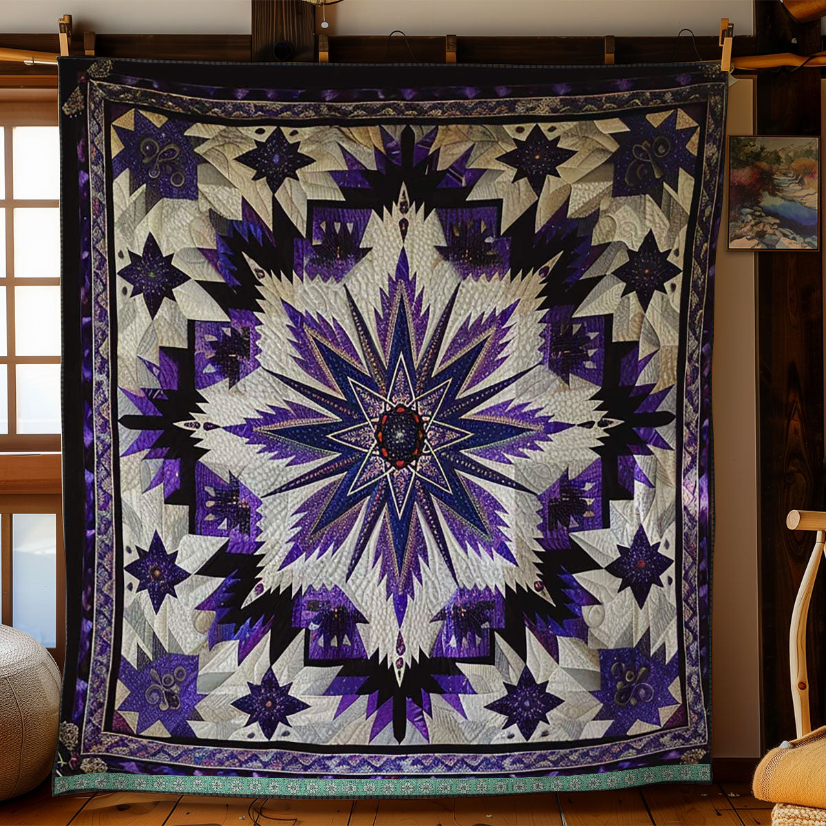 Native American Purple Star WJ1409017CL Quilt