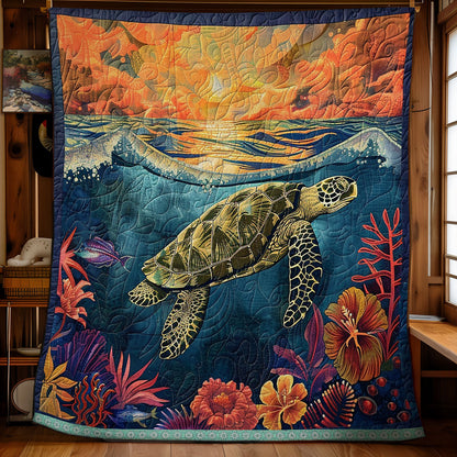 Ocean Turtle Flower WN1709054CL Quilt