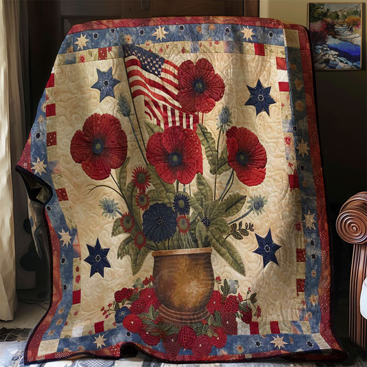 Patriotic American Flower WJ1607013CL Quilt