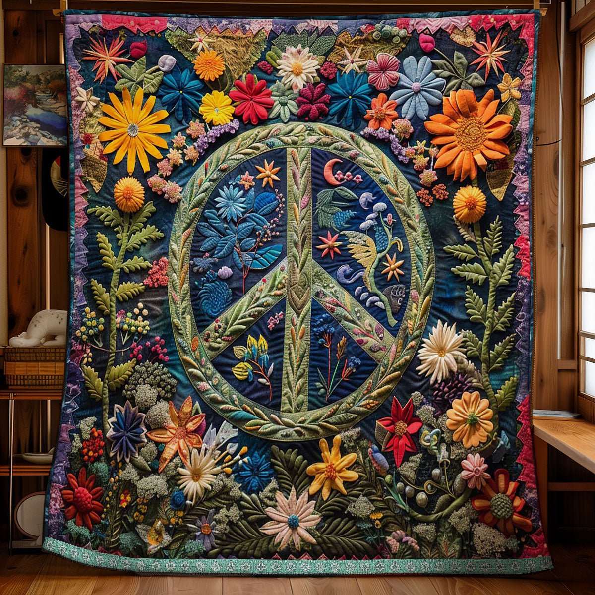 Peace In Full Bloom WN1609040CL Quilt