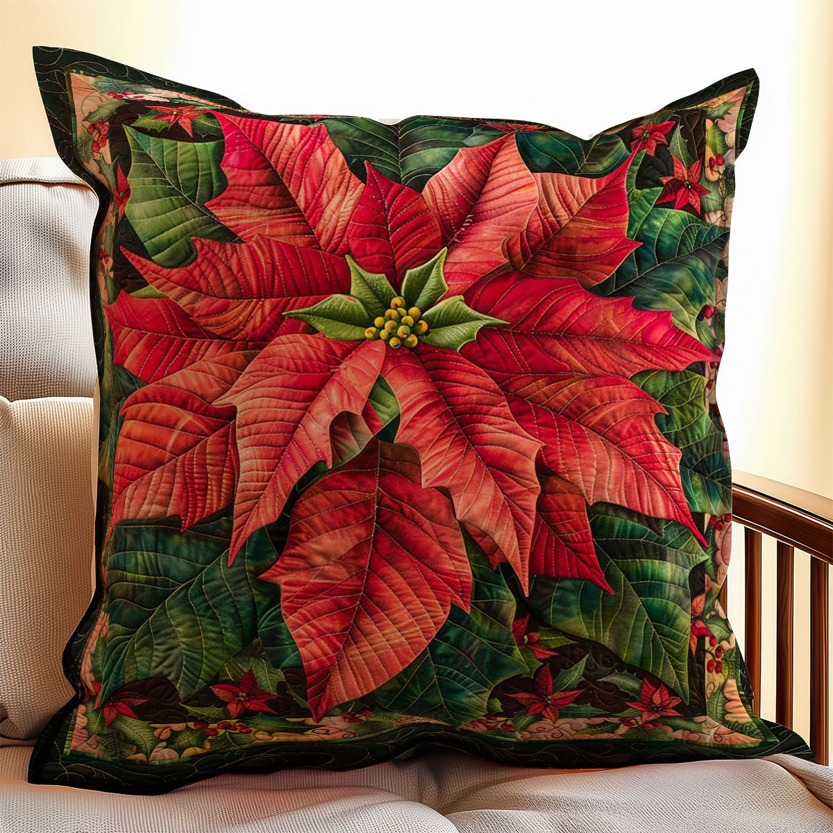 Poinsettia WJ0507029CL Quilt Pillow Case