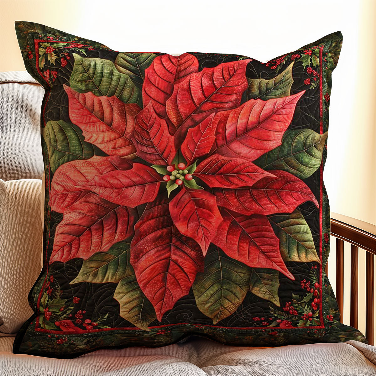 Poinsettia WJ0507031CL Quilt Pillow Case