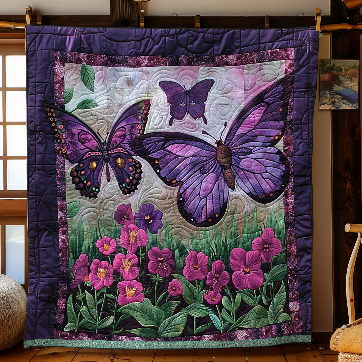 Purple Butterflies WJ1409020CL Quilt