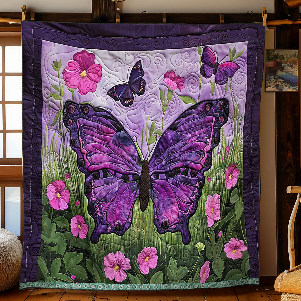 Purple Butterflies WJ1709018CL Quilt