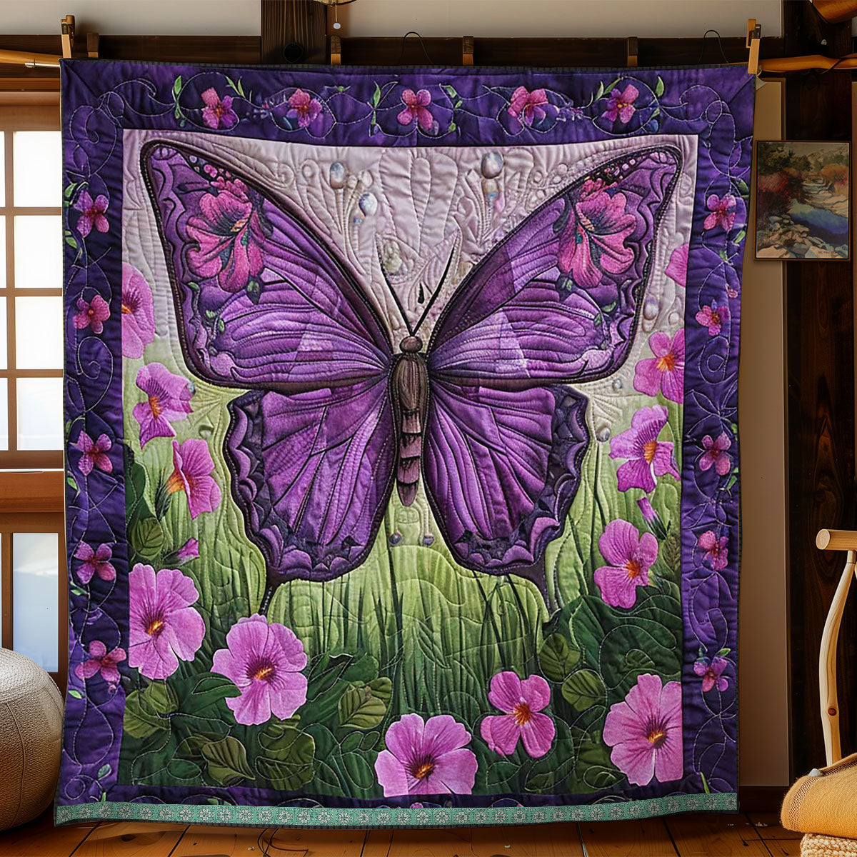 Purple Butterfly WJ1409021CL Quilt