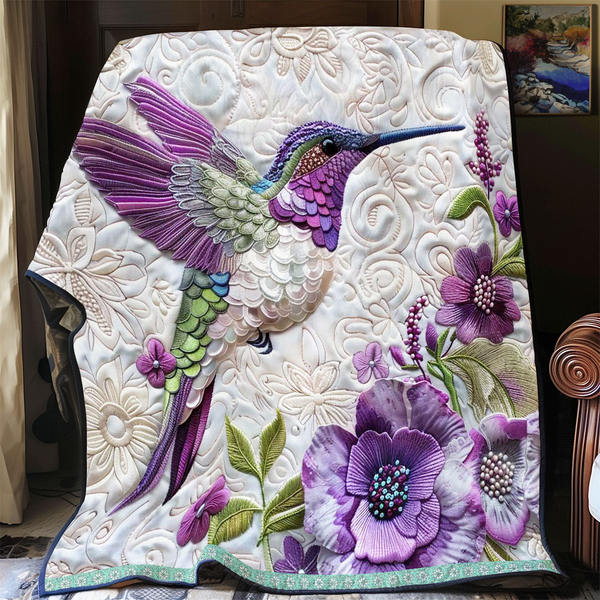 Purple Hummingbird WJ0108024CL Quilt