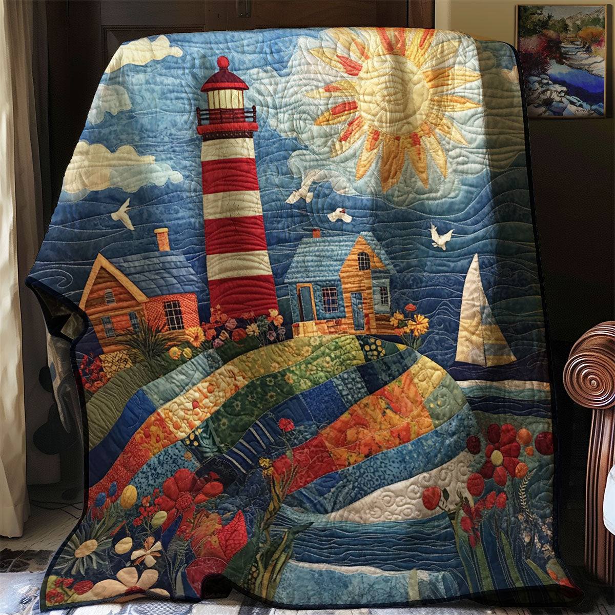 Sunlit Seaside Lighthouse WJ2203034CL Quilt