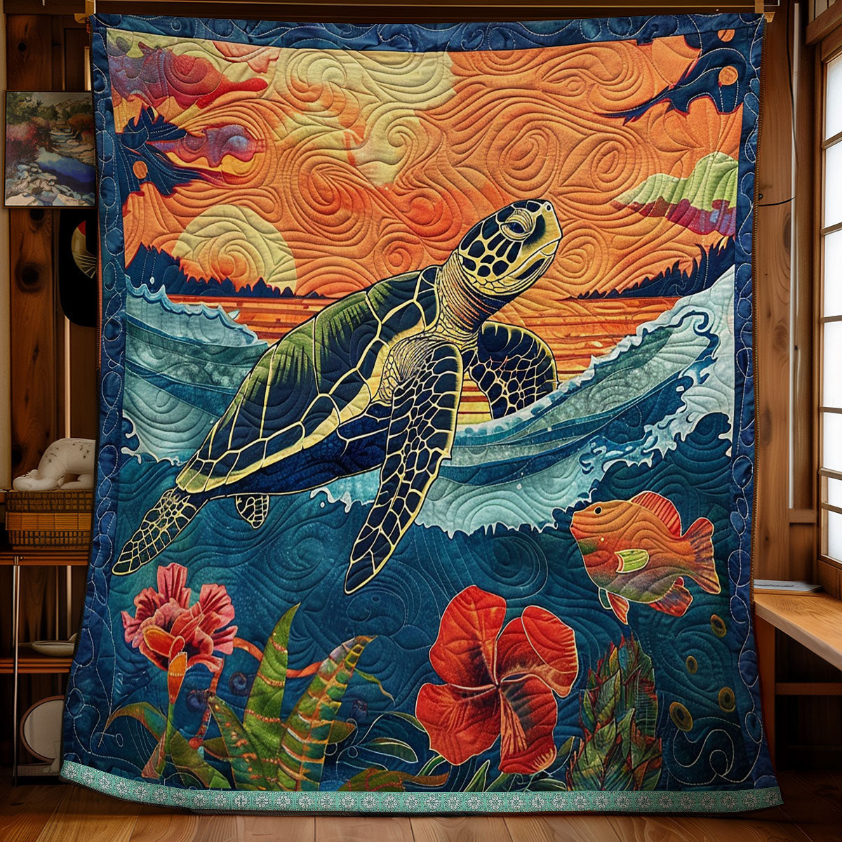 Sunset Turtle Blossom WN1709055CL Quilt