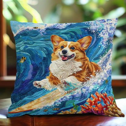 Surfing Corgi WJ1409046CL Quilt Pillow Case