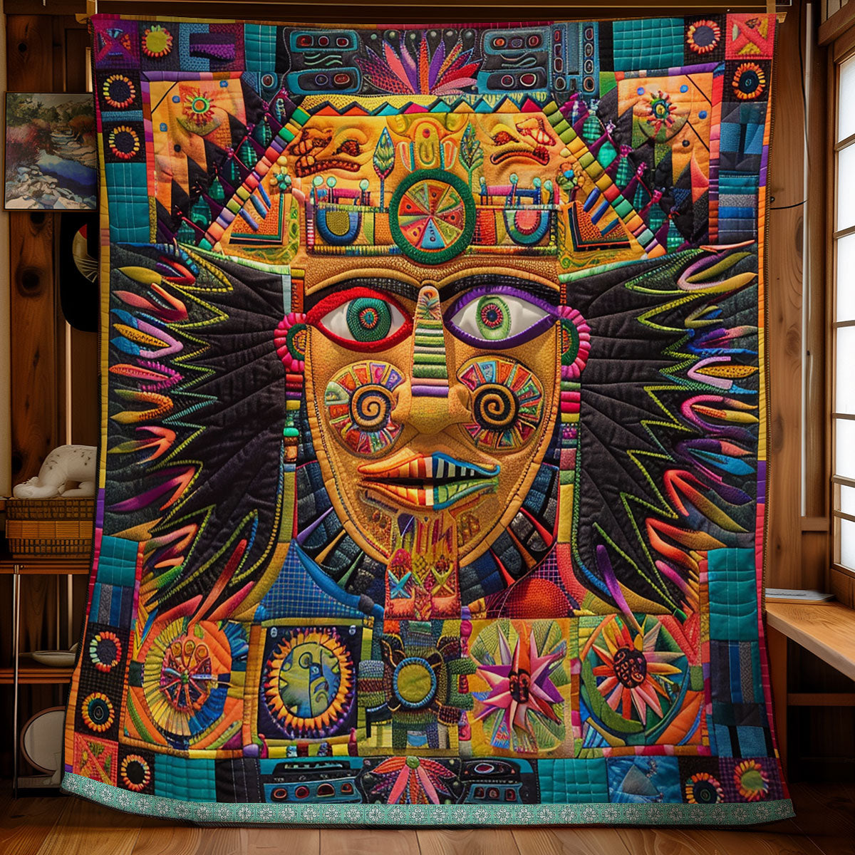 Aztec Tribal Chief Mask WN1709049CL Quilt