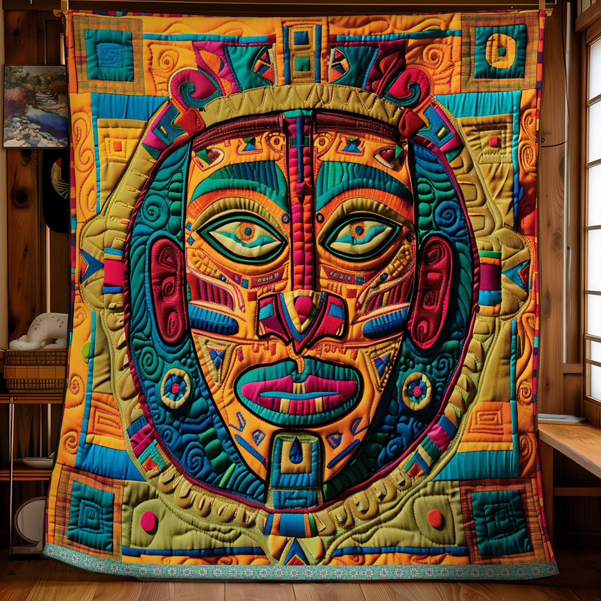 Aztec Tribal Mystic Mask WN1709051CL Quilt