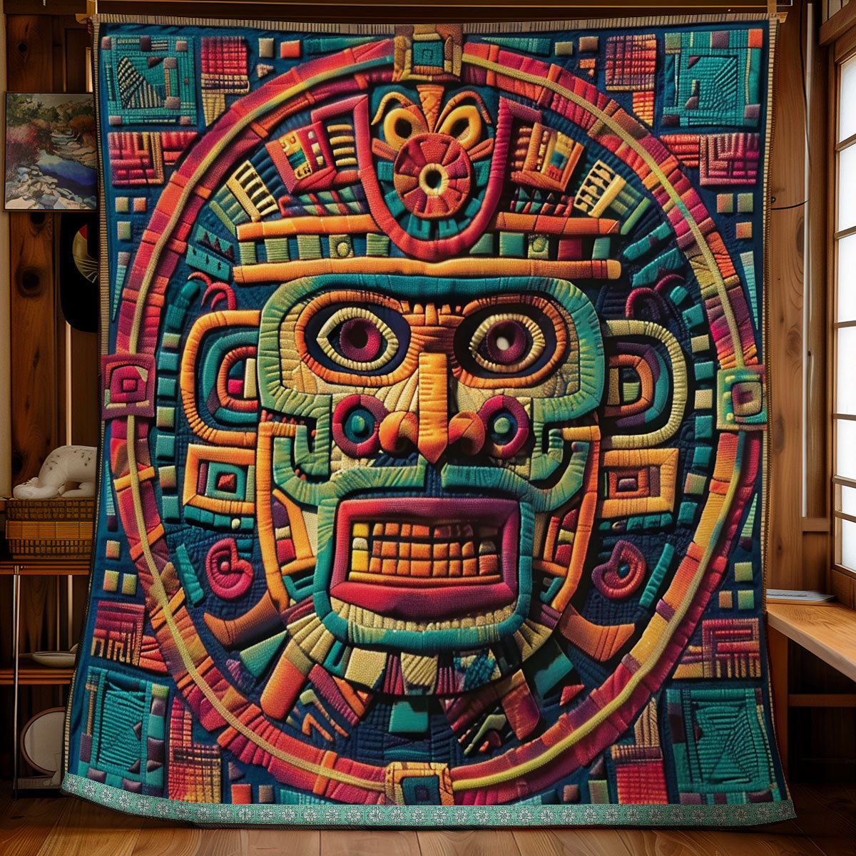 Aztec Tribal Shaman Face WN1709050CL Quilt