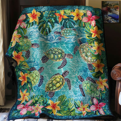 Tropical Turtles And Plumeria WJ1008036CL Quilt