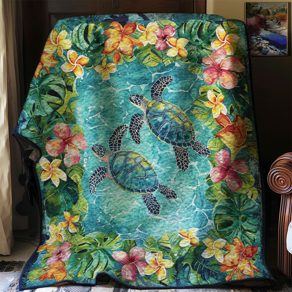 Tropical Turtles And Plumeria WJ1008037CL Quilt