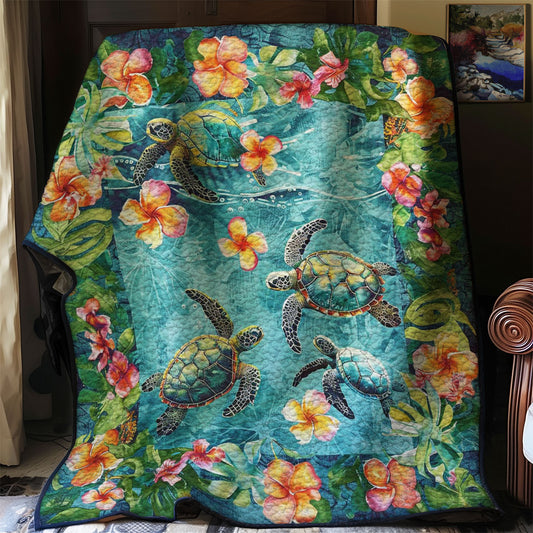 Tropical Turtles And Plumeria WJ1308021CL Quilt