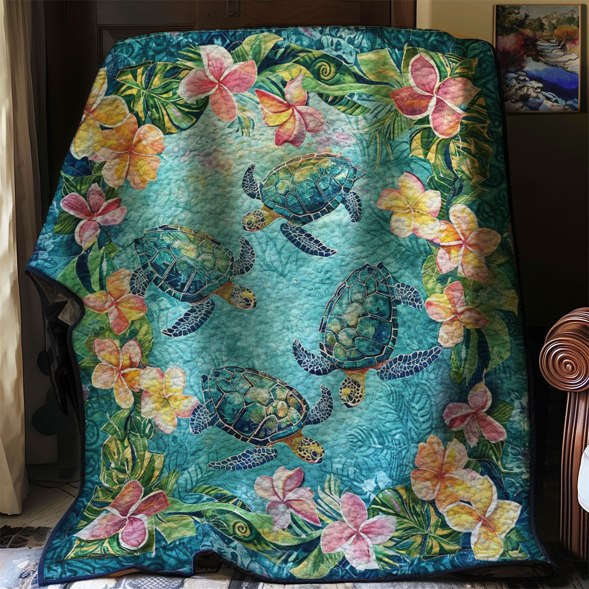 Tropical Turtles And Plumeria WJ2307035CL Quilt – Cozzyhomes
