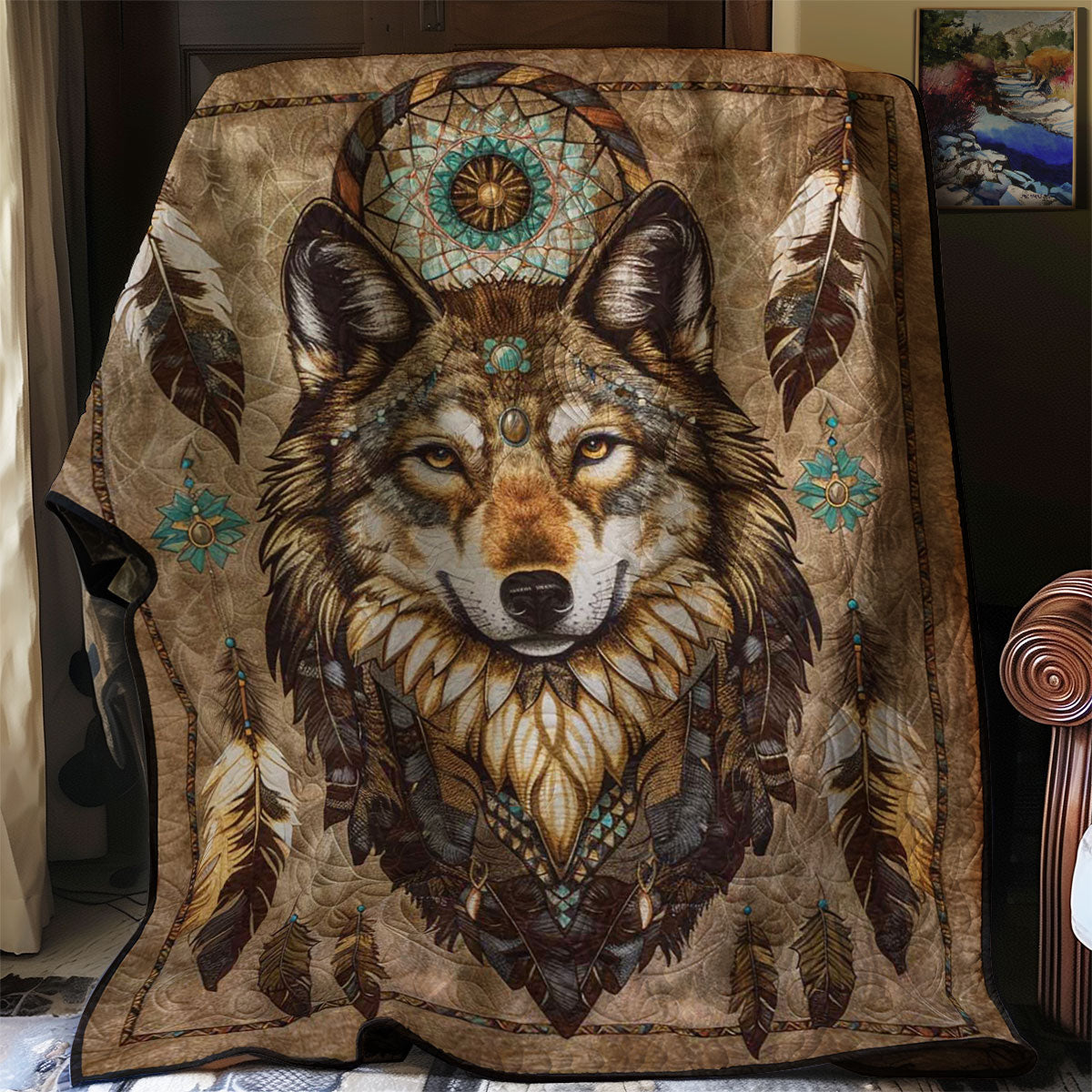 Wolf Native American WJ0307019CL Quilt