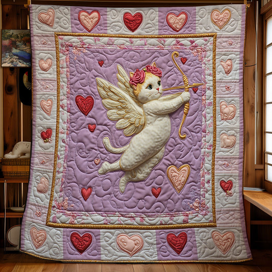 Cupid Cat Be My Valentine WU3012016CL Quilt