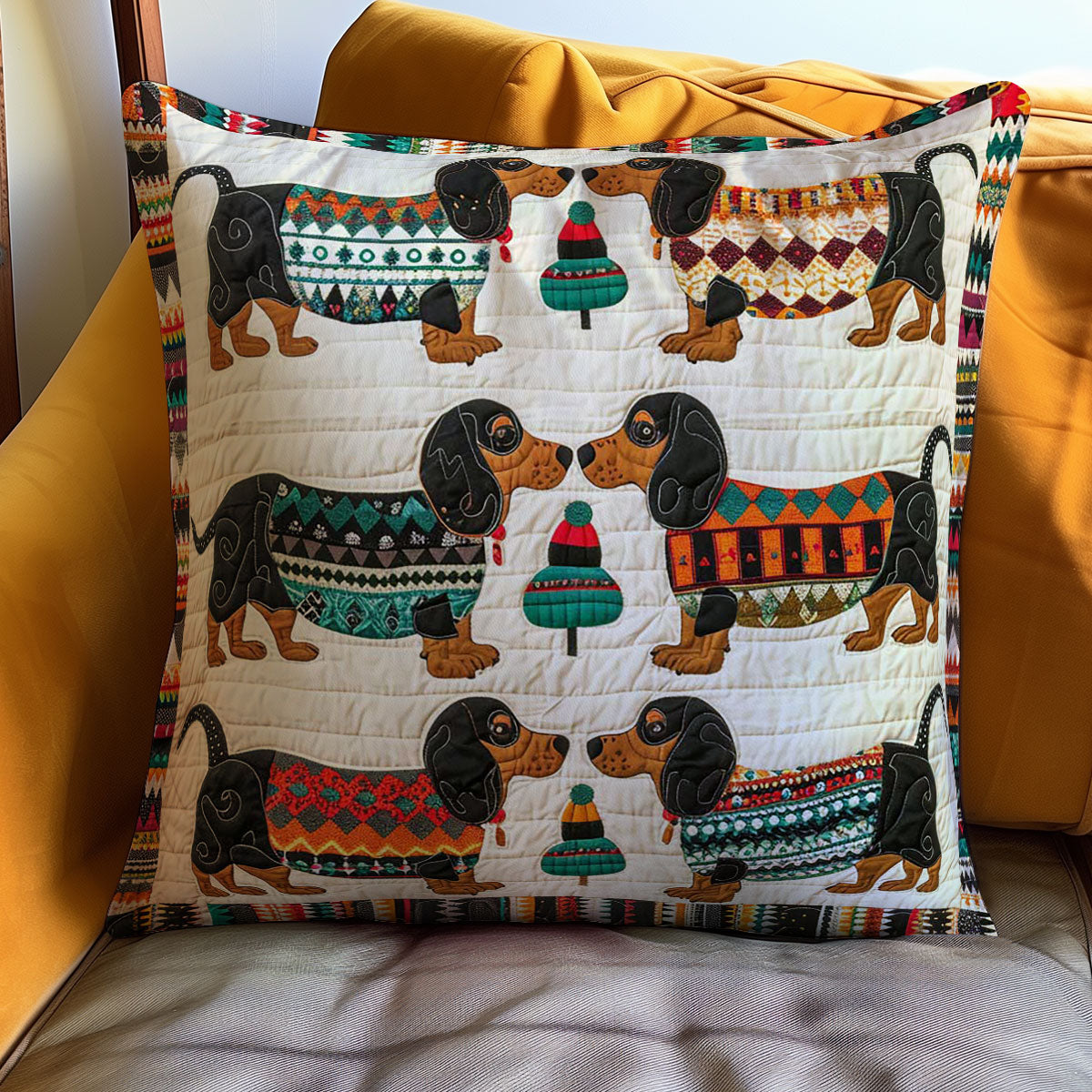 Dachshund WJ2507039CL Quilt Pillow Case