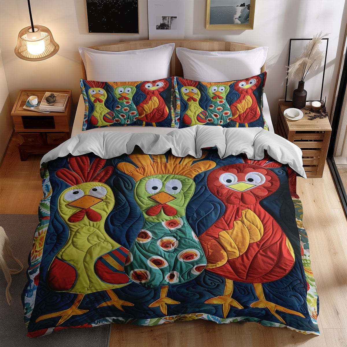 Colorful Chicken WJ1308024CL Duvet Cover Set