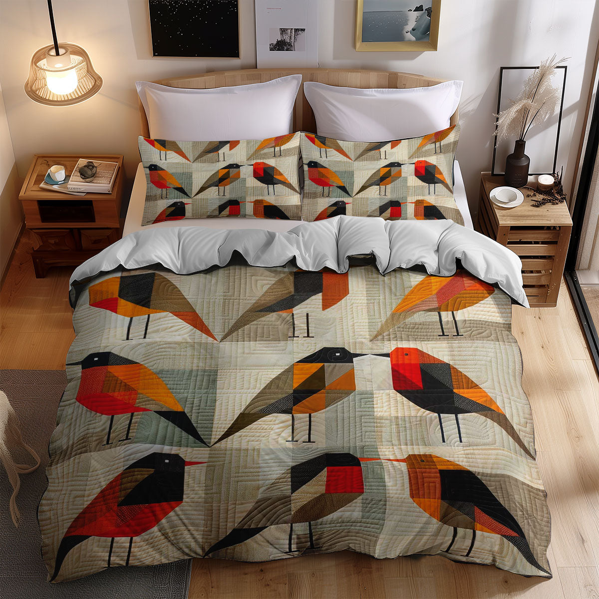 Geometric Bird WJ2707041CL Duvet Cover Set