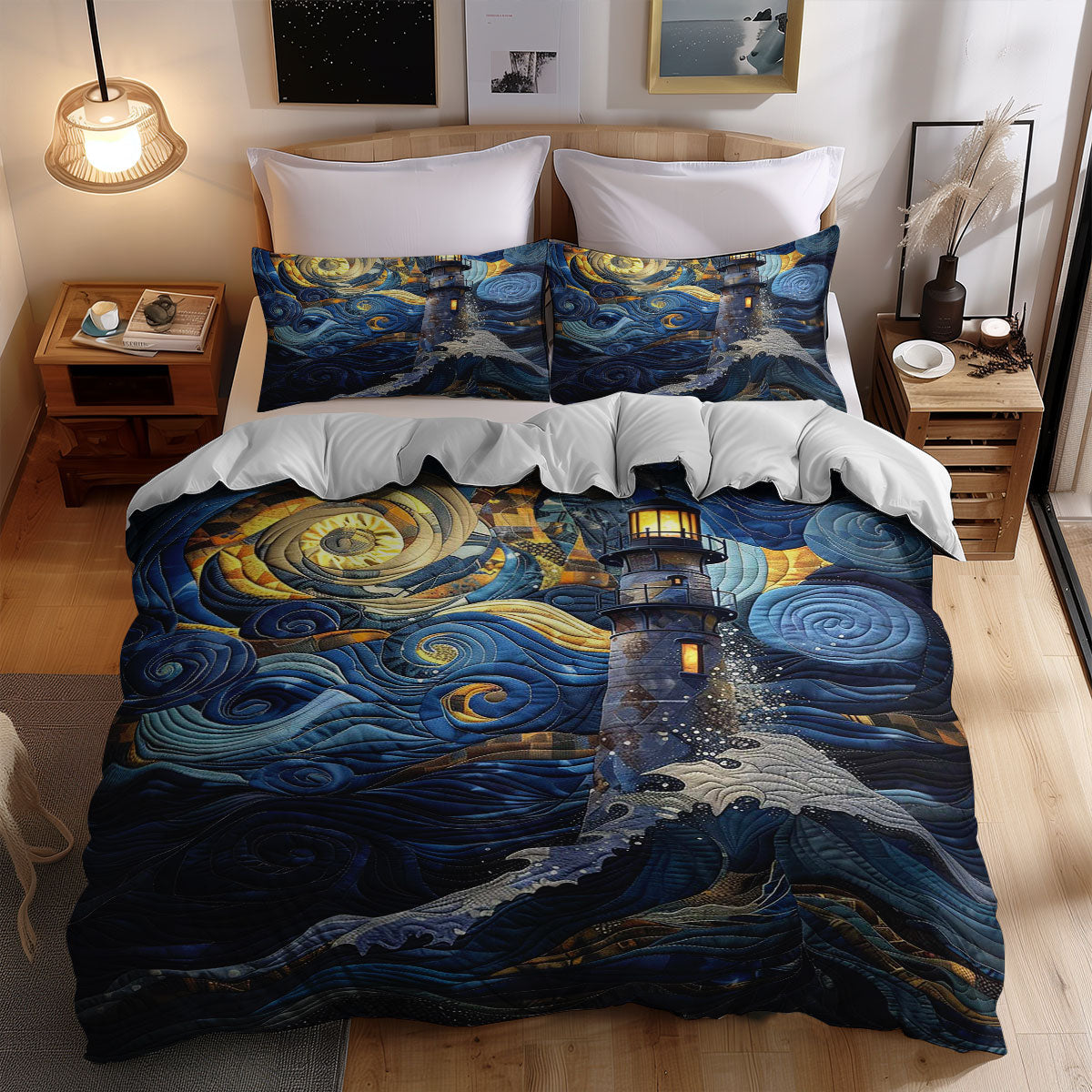 Lighthouse In The Starry Night WJ2008027CL Duvet Cover Set