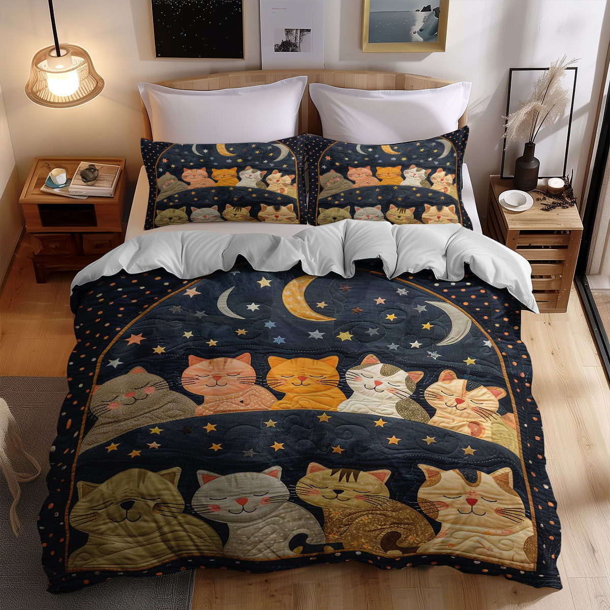 Sleeping Cat Over The Moon WJ2408030CL Duvet Cover Set