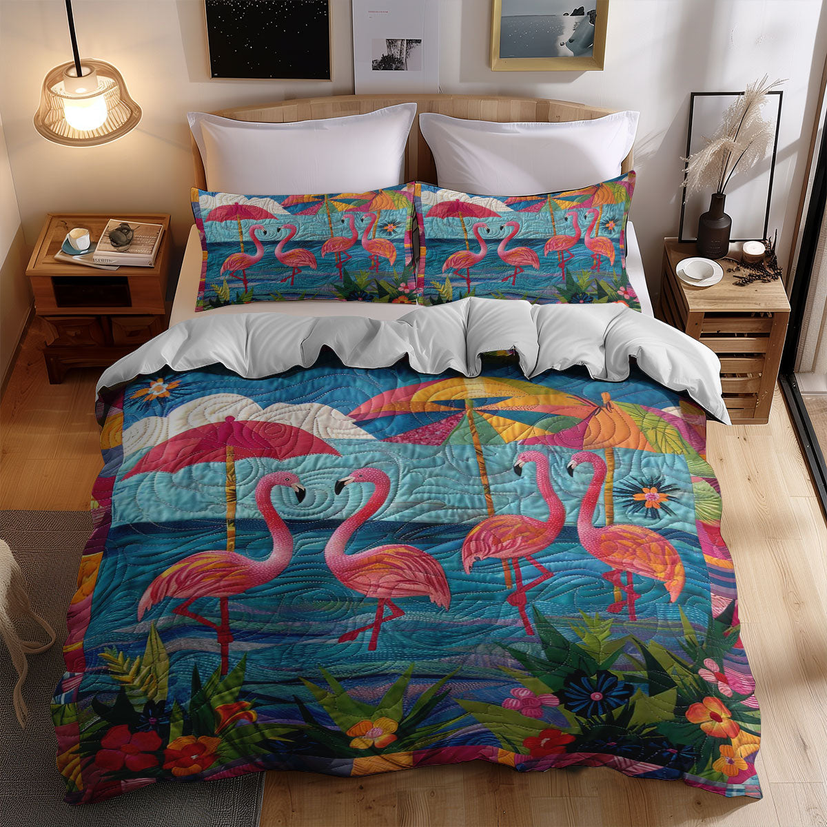 Summer Beach Flamingo WJ1308025CL Duvet Cover Set