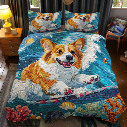 Surfing Corgi WJ1709034CL Duvet Cover Set