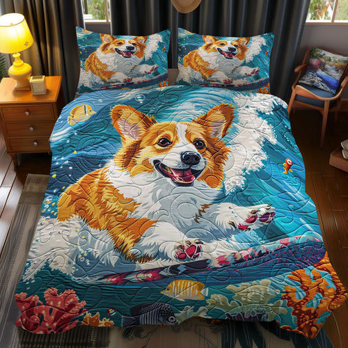 Surfing Corgi WJ1709034CL Duvet Cover Set