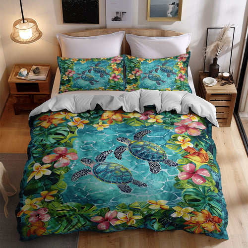 Tropical Turtles And Plumeria WJ1008041CL Duvet Cover Set