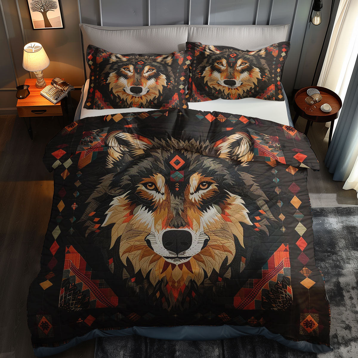 Wolf Native American WJ1706022CL Duvet Cover Set