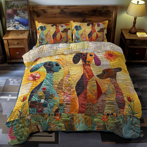 Dachshund And Flowers WN1609021CL Duvet Cover Set