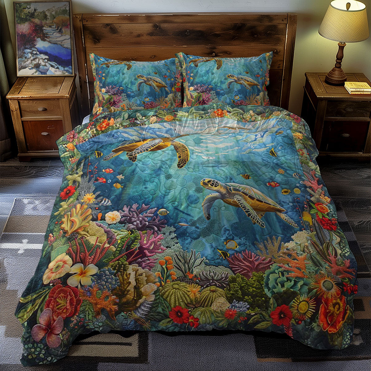 Turtle’s Coral Kingdom WN0609048CL Duvet Cover Set