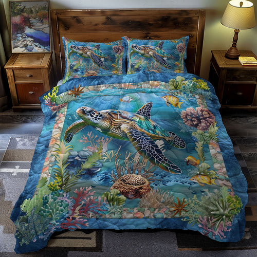 Turtle's Coral Reef Adventure WN0609057CL Duvet Cover Set