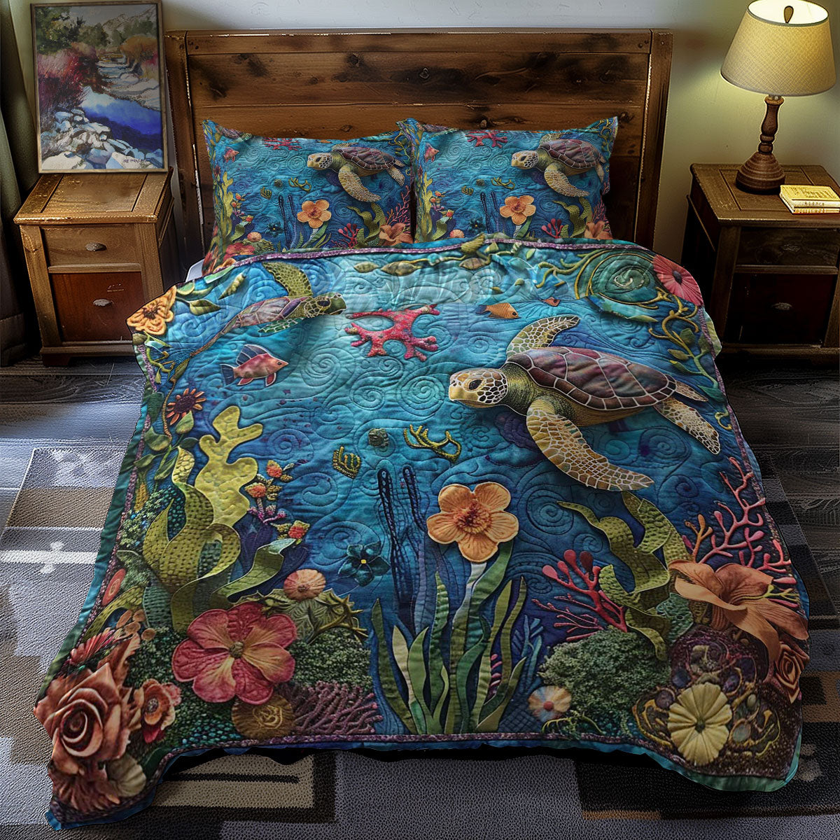 Turtle’s Ocean Embrace WN0609050CL Duvet Cover Set