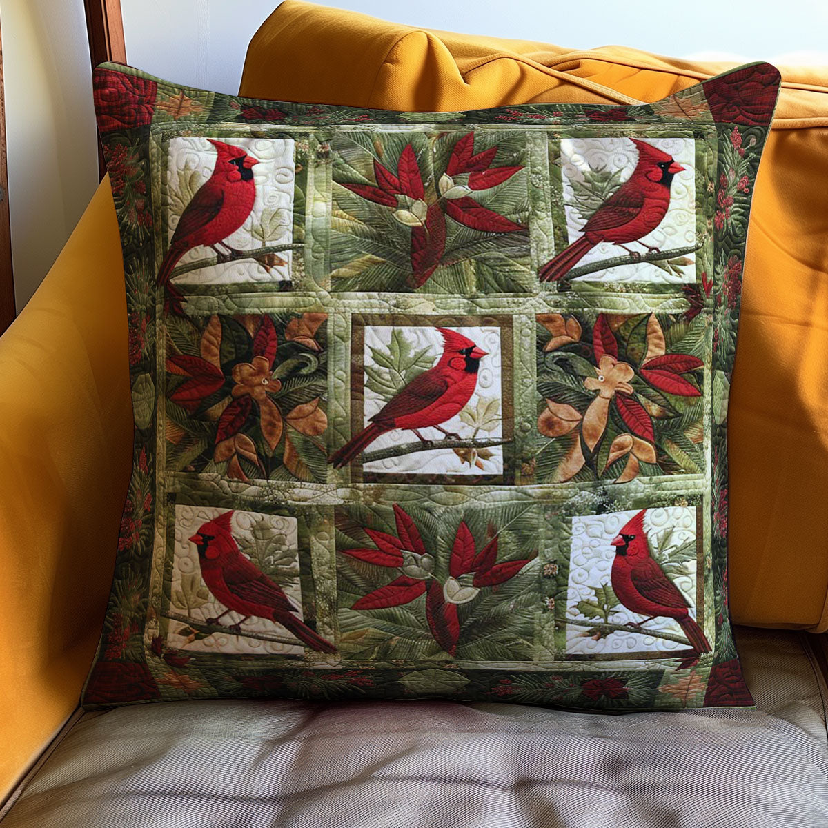 Red Cardinal WJ3107047CL Quilt Pillow Case