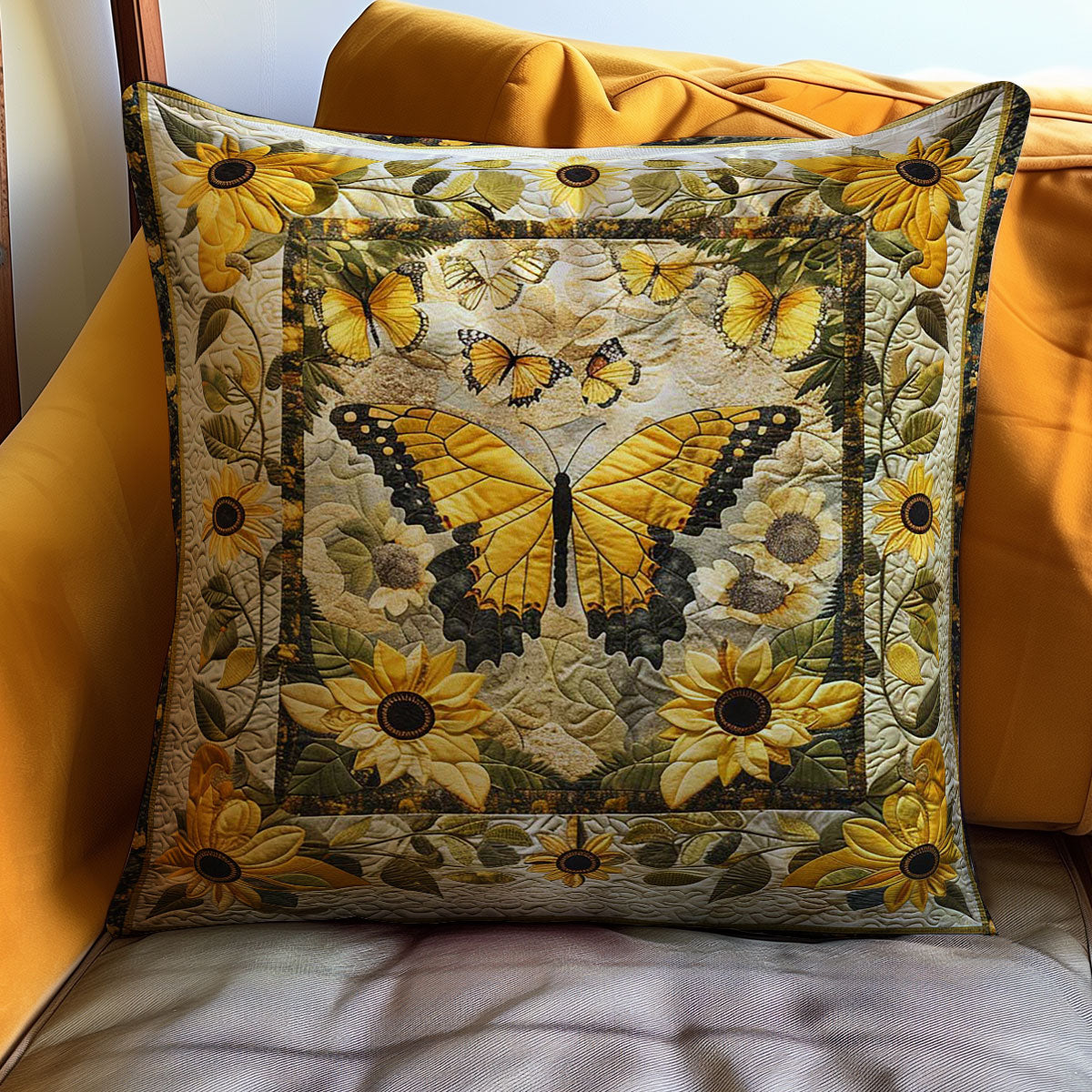 Sunflowers And Butterflies WJ2507042CL Quilt Pillow Case