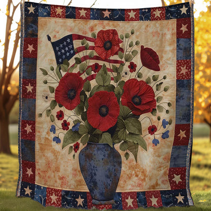 American Patriotic Flower WJ1507005CL Quilt