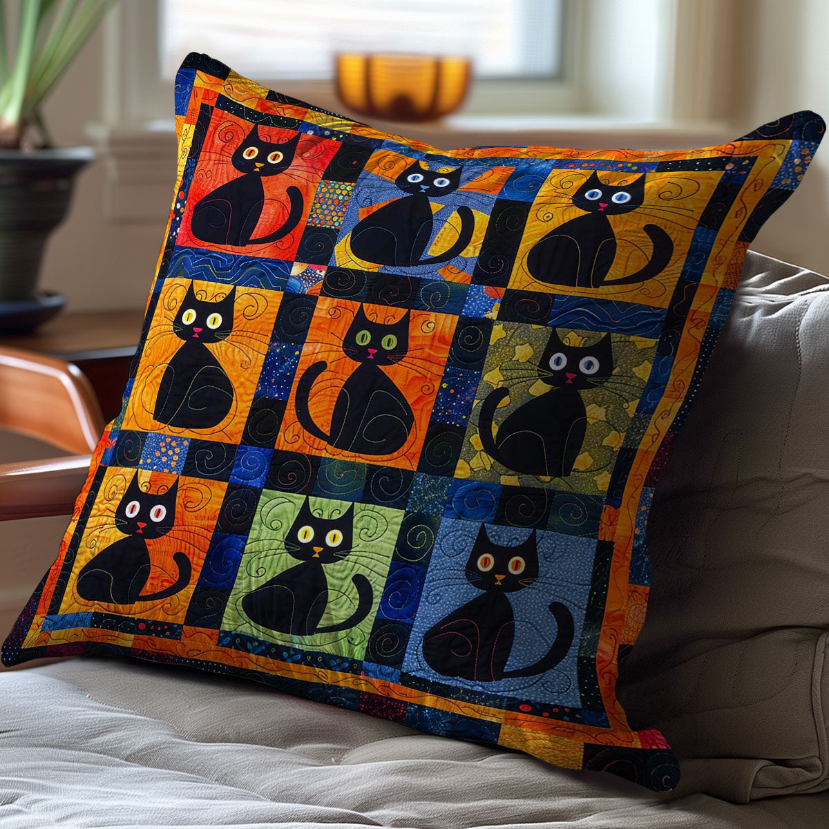 Black Cats WJ2008028CL Quilt Pillow Case