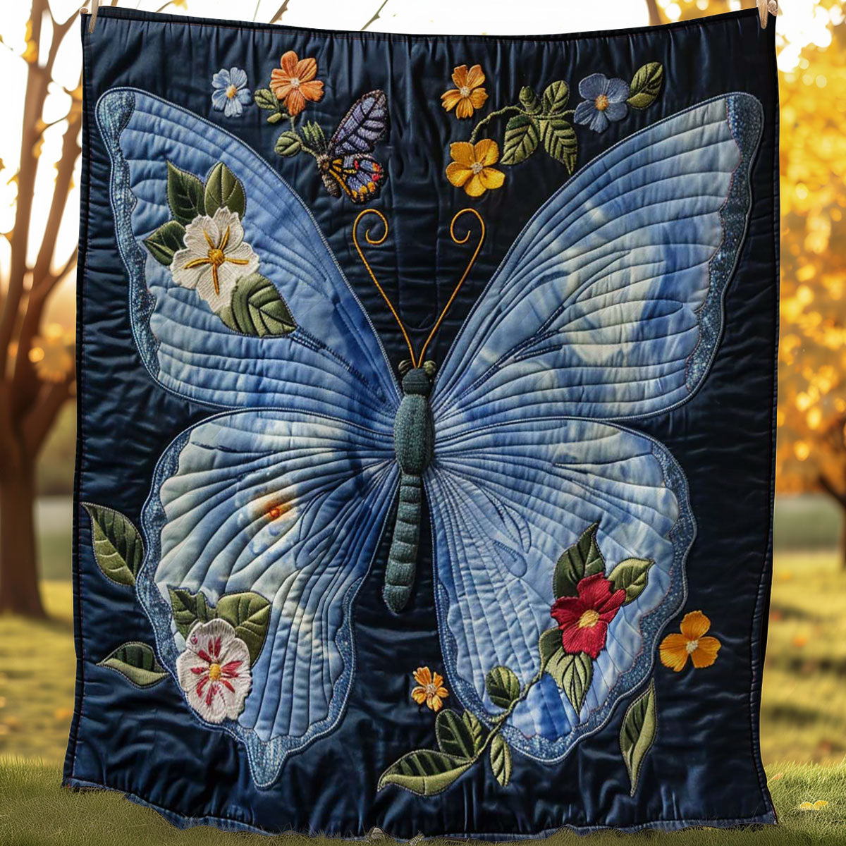 Blue Butterfly WJ1807004CL Quilt